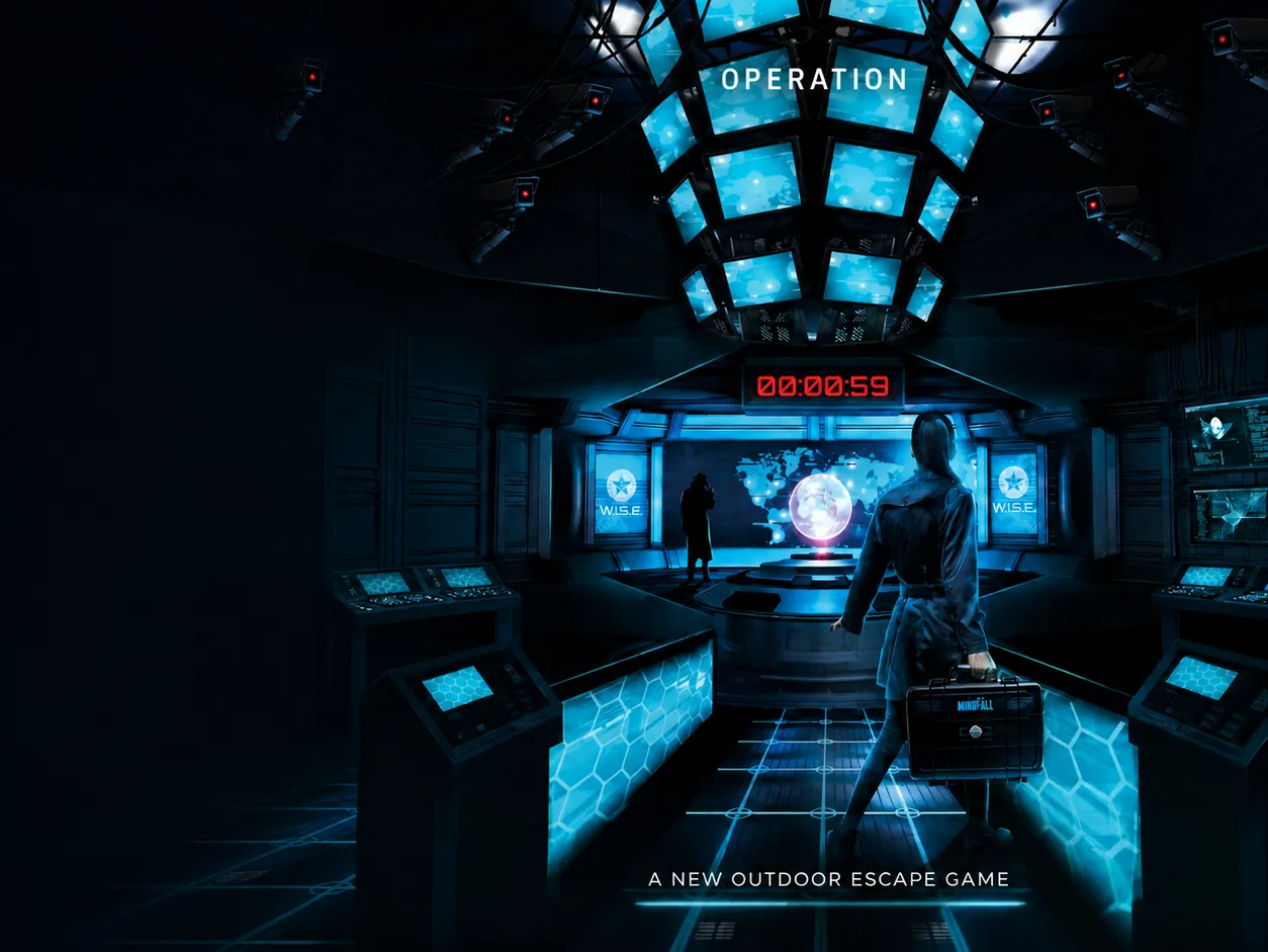 Visuel de l'Opération MindFall : une agente entre dans une salle de contrôle